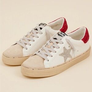 Mi.im Red Shiny Star Sequin Women's Sneakers